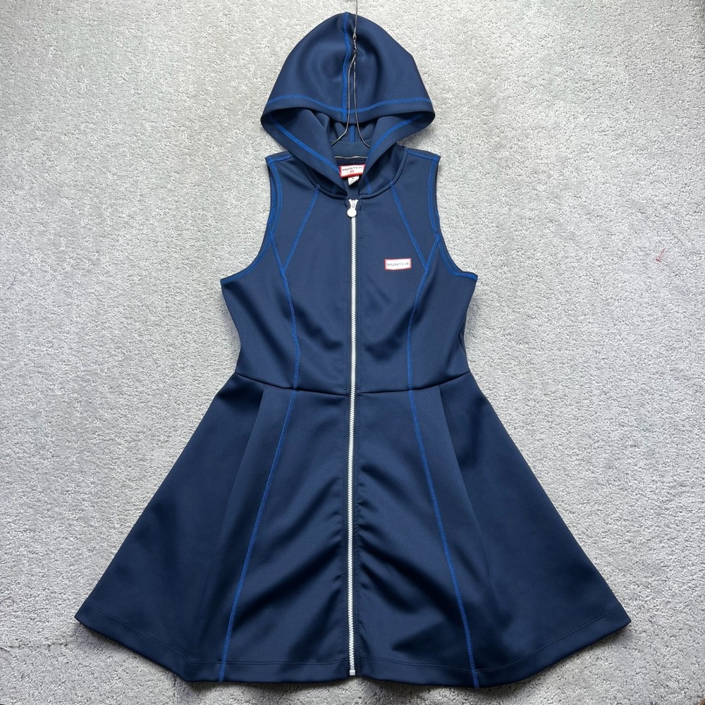Hunter for Target Scuba Dress Womens M Navy Blue Hooded Sleeveless Zip Front